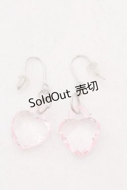 画像1: MARBLE / ハートクリスタルピアス  ピンク O-25-05-30-1008-GO-AC-IG-ZT444-F004