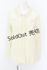 axes femme /デコルテレース切り替えブラウス M イエロー O-25-02-23-012-AX-BL-OW-OS