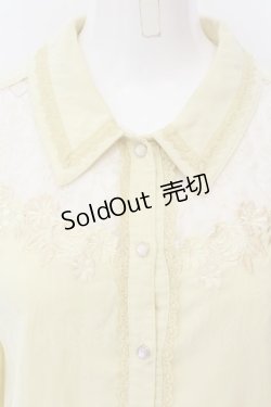 画像2: axes femme /デコルテレース切り替えブラウス M イエロー O-25-02-23-012-AX-BL-OW-OS