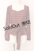 axes femme POETIQUE / ヴィンテージ柄ブラウス M ワイン O-25-02-23-002-AX-BL-SZ-OS