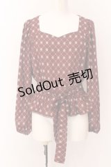 axes femme POETIQUE / ヴィンテージ柄ブラウス M ワイン O-25-02-23-002-AX-BL-SZ-OS
