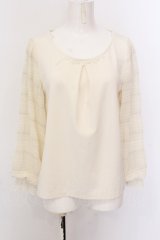 axes femme / ギャザー袖切替トップス M キナリ O-25-02-23-019-AX-TO-OW-OS