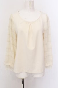 axes femme / ギャザー袖切替トップス M キナリ O-25-02-23-019-AX-TO-OW-OS