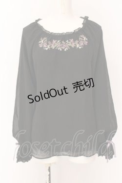 画像1: axes femme / すみれ刺繍シフォンプルオーバー M 黒 O-25-02-23-032-AX-TO-SZ-OS