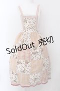PINK HOUSE / さくらんぼ&チェックパッチワークエプロン風ジャンパースカート  アイボリー×オレンジ O-25-02-24-028-LO-OP-IG-OS