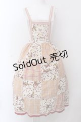 PINK HOUSE / さくらんぼ&チェックパッチワークエプロン風ジャンパースカート  アイボリー×オレンジ O-25-02-24-028-LO-OP-IG-OS