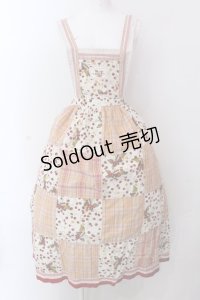 PINK HOUSE / さくらんぼ&チェックパッチワークエプロン風ジャンパースカート  アイボリー×オレンジ O-25-02-24-028-LO-OP-IG-OS