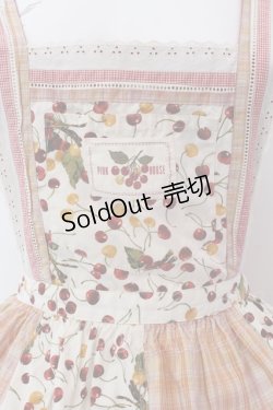 画像2: PINK HOUSE / さくらんぼ&チェックパッチワークエプロン風ジャンパースカート  アイボリー×オレンジ O-25-02-24-028-LO-OP-IG-OS