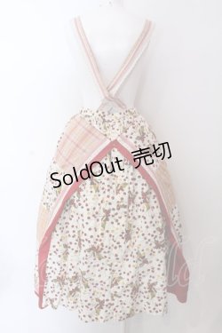 画像4: PINK HOUSE / さくらんぼ&チェックパッチワークエプロン風ジャンパースカート  アイボリー×オレンジ O-25-02-24-028-LO-OP-IG-OS