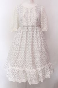 Melody BasKet / Pure Laceドレス M シロ×ブルーグレー O-25-02-24-007-LO-OP-OW-OS