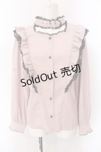 Rojita / ハートバックルラッフルフリルブラウス  ピンク×クロ O-25-02-24-075-LO-BL-IG-OS
