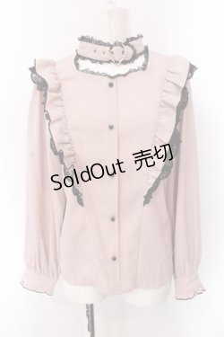 画像1: Rojita / ハートバックルラッフルフリルブラウス  ピンク×クロ O-25-02-24-075-LO-BL-IG-OS