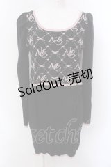 Millor TOKYO / MLモノグラムニットミニワンピ L ブラック×ピンク O-25-02-24-090-LO-OP-IG-OS