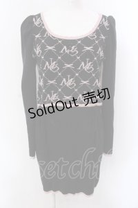 Millor TOKYO / MLモノグラムニットミニワンピ L ブラック×ピンク O-25-02-24-090-LO-OP-IG-OS