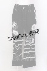DimMoire / Deco Denim Pants　デニムパンツ M ブラック×ホワイト O-25-02-24-002-GO-PA-OW-ZI