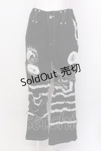 DimMoire / Deco Denim Pants　デニムパンツ M ブラック×ホワイト O-25-02-24-002-GO-PA-OW-ZI