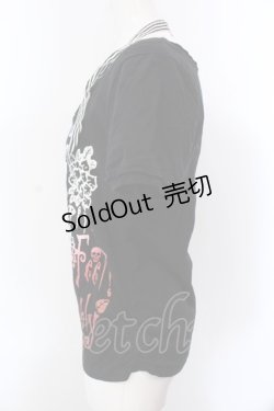 画像2: ALGONQUINS / サイドギャザーラメプリントホルターTシャツ  ブラック O-25-02-24-099-AL-TO-IG-OS