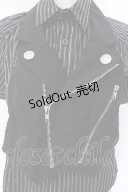 画像2: ALGONQUINS / ホルターベスト付きブラウス  ネイビー×ブラック O-25-02-24-101-AL-BL-IG-OS