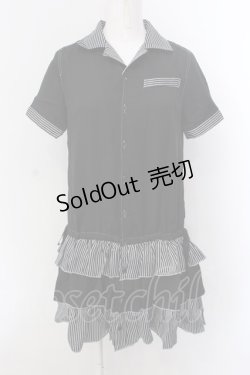画像1: ALGONQUINS / フリルティアードシャツワンピース  ブラック O-25-02-24-102-AL-OP-IG-OS