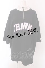 TRAVAS TOKYO / Logo half zip Tシャツ F ブラック O-25-02-24-017-PU-TO-YM-OS
