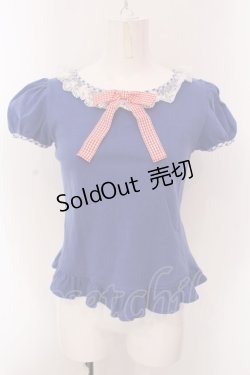 画像1: Angelic Pretty / Lovelyギンガムリボンカットソー  ブル0ー O-25-02-25-024-AP-TO-IG-OS