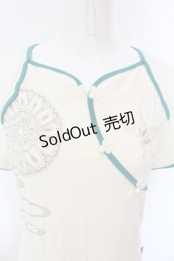 画像2: Ozz oneste / バタフライプリントチャイナボタンTシャツ  アイボリー×ミント O-25-02-25-042-OO-TS-IG-ZI