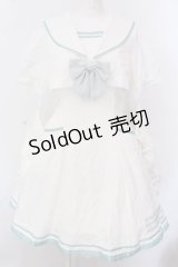 Amavel / CYBER CATS セーラーワンピース  ホワイト×ミント O-25-02-25-043-CA-OP-IG-OS