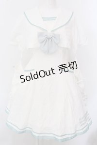 Amavel / CYBER CATS セーラーワンピース  ホワイト×ミント O-25-02-25-043-CA-OP-IG-OS
