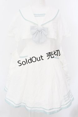 画像1: Amavel / CYBER CATS セーラーワンピース  ホワイト×ミント O-25-02-25-043-CA-OP-IG-OS