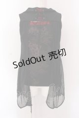 Ozz oneste / 胸開きメッシュレイヤードタンクトップ  ブラック×レッド O-25-02-25-013-OO-TO-OW-OS