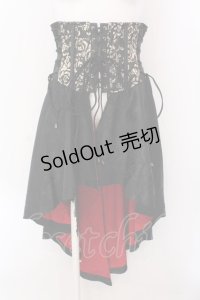 Qutie Frash / 後ろロングラップコルセット  ブラック×レッド×ゴールド O-25-02-25-020-QU-TO-OW-OS