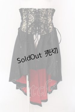 画像1: Qutie Frash / 後ろロングラップコルセット  ブラック×レッド×ゴールド O-25-02-25-020-QU-TO-OW-OS
