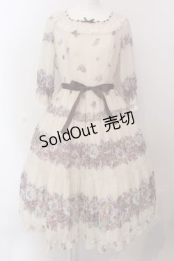 画像1: Innocent World / アンティークパンジーシフォンドレス M アイボリー O-25-02-25-003-IW-OP-IG-OS