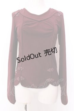 画像1: Ozz oneste / チャイナボタン配色カットソー  ワイン O-25-02-26-029-OO-TO-OW-OS
