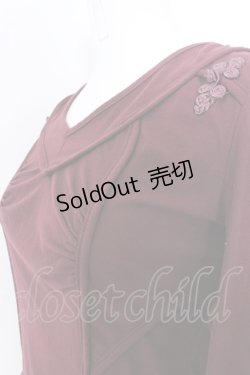 画像2: Ozz oneste / チャイナボタン配色カットソー  ワイン O-25-02-26-029-OO-TO-OW-OS