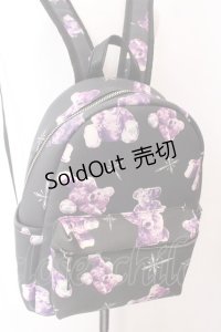TRAVAS TOKYO / PUBack Pack 「Small」　くまプリント総柄バックパック  ブラック×パープル O-25-02-26-040-PU-BG-OW-OS