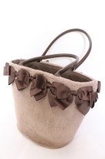 画像1: 【SALE】m petit by misako / AM*NIリボンFバッグ  ブラウン O-25-02-26-044-LO-BG-OW-ZTK018 (1)