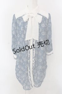 axes femme / エッフェル塔柄チュニック M ブルー O-25-02-26-1034-AX-OP-OW-OS