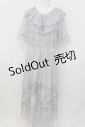 axes femme NOSTALGIE / レースプリント配色ローズワンピース F サックス O-25-02-26-1035-AX-OP-IG-OS