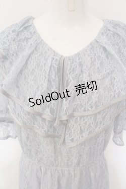 画像2: axes femme NOSTALGIE / レースプリント配色ローズワンピース F サックス O-25-02-26-1035-AX-OP-IG-OS