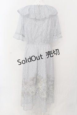 画像4: axes femme NOSTALGIE / レースプリント配色ローズワンピース F サックス O-25-02-26-1035-AX-OP-IG-OS