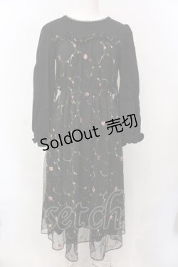 画像1: 【SALE】axes femme POETIQUE / 花刺繍チュールワンピース  黒 O-25-02-26-1039-AX-OP-ET-ZT474