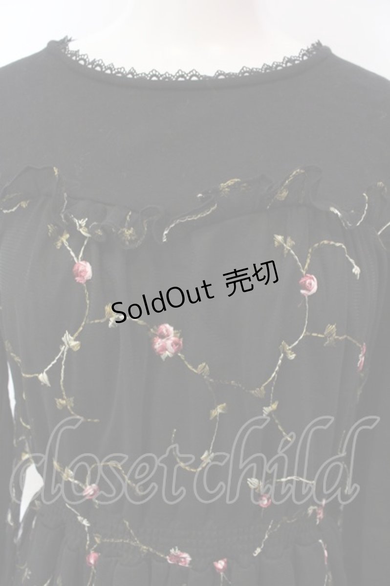画像2: 【SALE】axes femme POETIQUE / 花刺繍チュールワンピース  黒 O-25-02-26-1039-AX-OP-ET-ZT474 (2)