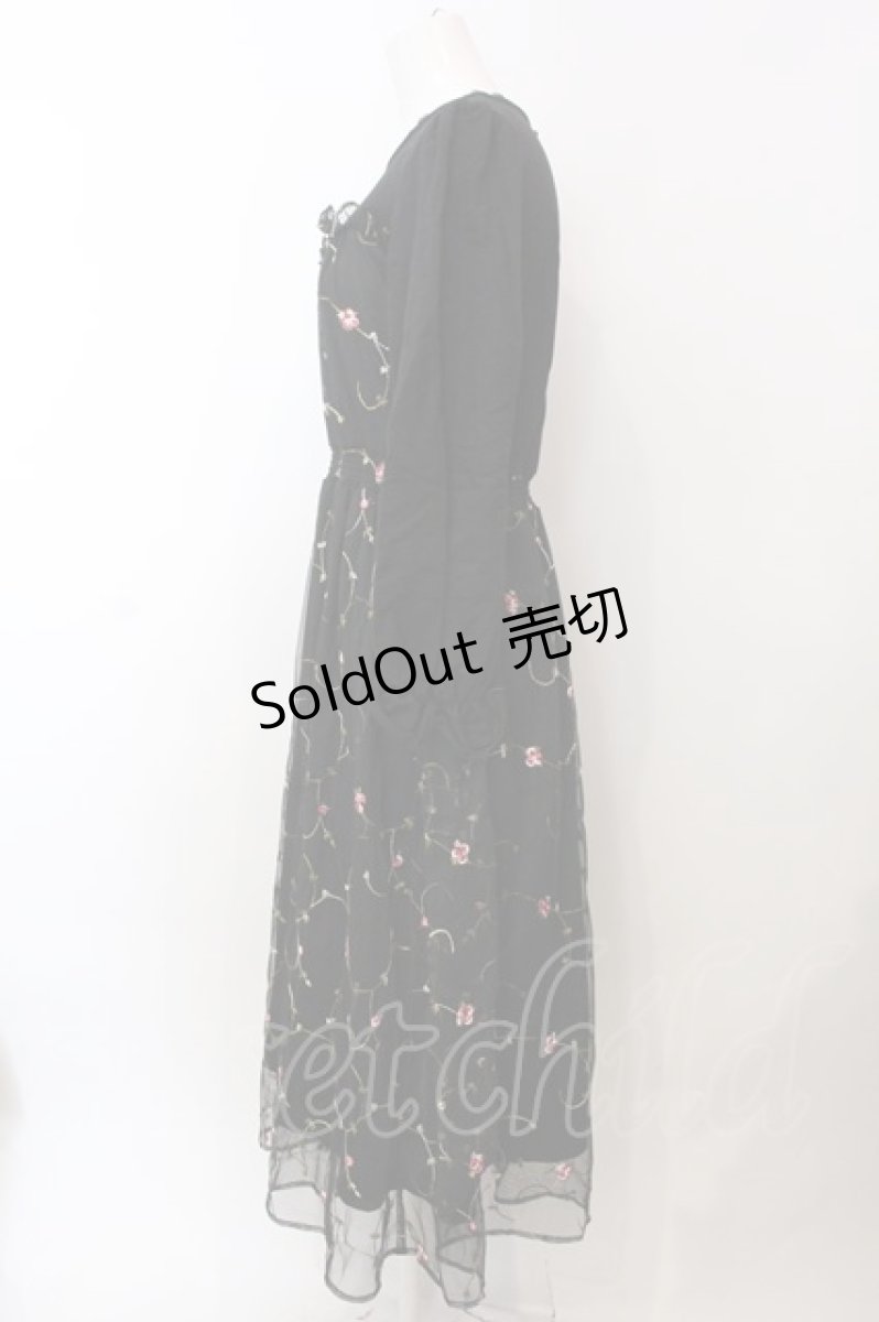 画像3: 【SALE】axes femme POETIQUE / 花刺繍チュールワンピース  黒 O-25-02-26-1039-AX-OP-ET-ZT474 (3)