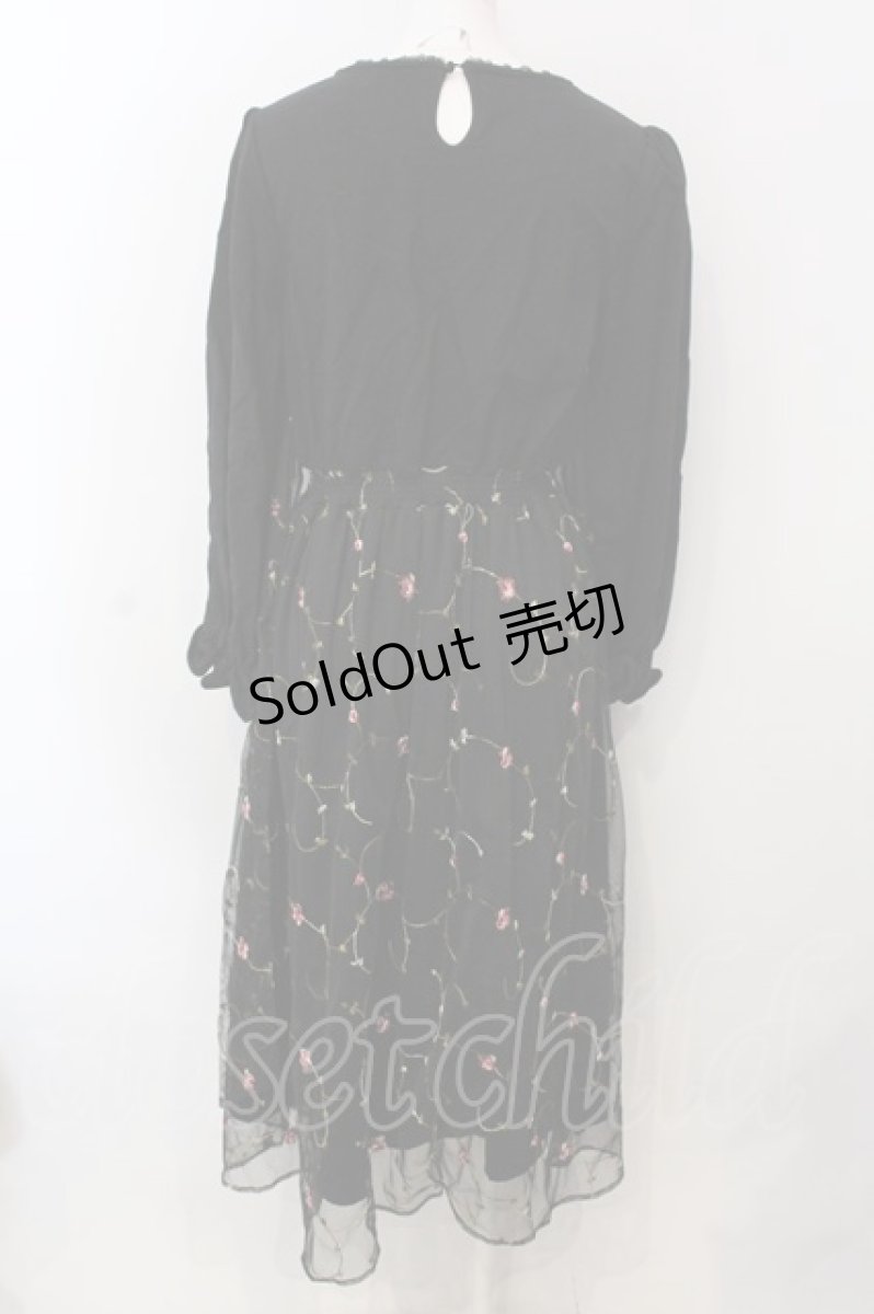 画像4: 【SALE】axes femme POETIQUE / 花刺繍チュールワンピース  黒 O-25-02-26-1039-AX-OP-ET-ZT474 (4)