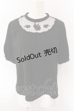 画像1: an another angelus / ヨークローズ刺繍プルオーバーブラウス  クロ O-25-02-26-1040-CA-BL-IG-OS