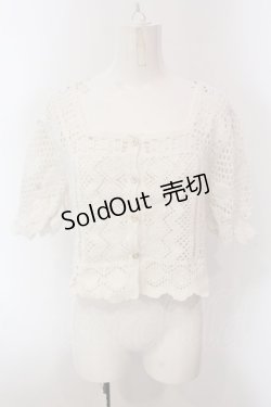 画像1: axes femme POETIQUE / ケミカルレースショートカーディガン M シロ O-25-02-26-1005-AX-TO-IG-OS