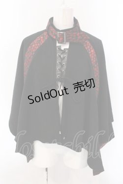 画像1: Qutie Frash / 2023年プレミアム 宵鶴ポンチョ  ブラック?レッド O-25-02-26-1059-QU-JA-YM-ZY