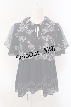 画像1: axes femme / チュール刺繍ロングシャツ M ネイビー O-25-02-26-1017-AX-BL-OW-OS