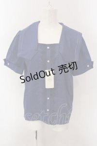 axes femme / マリン風セーラーカラーブラウス F ブルー O-25-02-26-1019-AX-BL-IG-OS